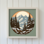 3D Snowy Mountains Shadow Box Crafts, Multilayer Svg for Cricut, Paper cut Template, Winter Home Decor DIY, glowforge Cut files, cnc files for Wood, Papercraft, Cardstock