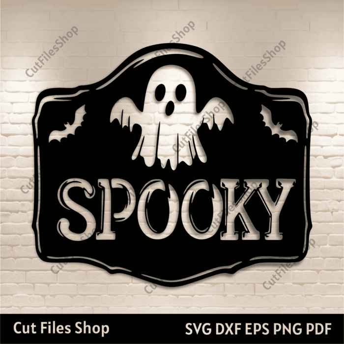 Retro Halloween Dxf Svg, Spooky Ghost T-shirt, Halloween Mug/Pillow Design, Glowforge cut files