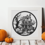 Haunting House svg, Cricut, Silhouette, Glowforge, Fall decor DIY, Halloween t-shirt design, jack-o’-lantern svg, Laser cutting files