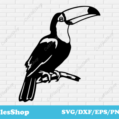 Toucan bird svg for cricut, Printable dxf files, Cutting file bird, Free SVG Files for T-Shirts, Free SVG Downloads, free svg designs, birds dxf files, bird decor dxf, bird for laser, toucan dxf, silhouette bird cutting, bird scene dxf