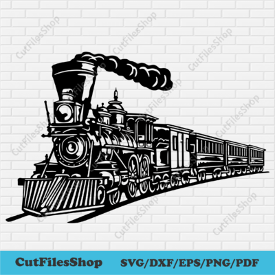 Vintage Train SVG cut files, Train DXF for Laser cut, Train for Cricut, Sublimation train, Dxf for Plasma, retro train svg, free cut files, train wall decor dxf, Silhouette stencil train,dxf for metal cutting, free dxf for cnc, Steam Train Svg