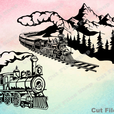 Trains cut files, train svg file, landscape clipart, svg cutting - Cut files shop