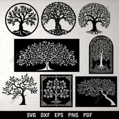 Elegant Tree Art Designs DXF/SVG for Plasma Cutting, Gate, and Home Decor