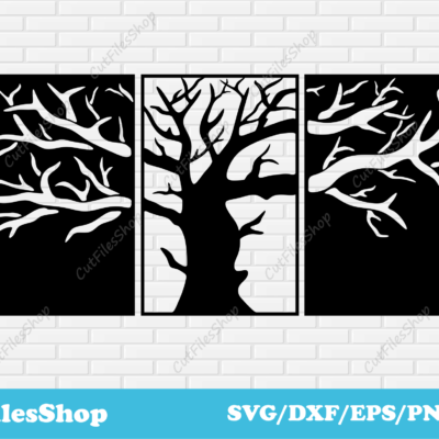 Tree panel wall art dxf, tree wall decor metal dxf files, dxf files for plasma cutting, dxf files for  laser cutting, tree svg, tree of life dxf