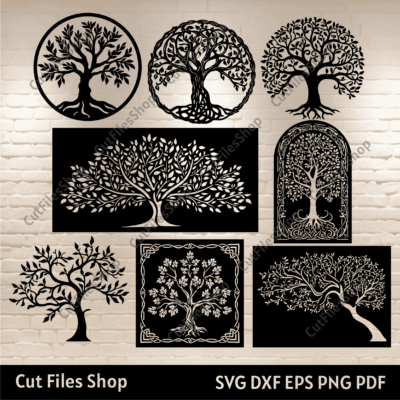 Tree Art Panels DXF SVG for CNC Laser and Plasma cutting, Home Decor / Gate DIY, Tree gate dxf, Tree of life SVG for Cricut, Download Now!