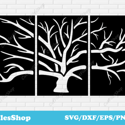 Tree wall decor dxf, Laser Cut Tree Wall Decor, laser cut wall art, Plasma dxf, tree dxf files, tree svg for cricut, panels dxf for plasma cut, tree dxf for plasma cut