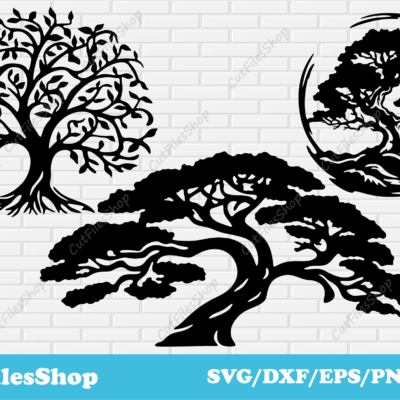 Tree of life cut files, Tree dxf for laser cutting, Silhouette trees, Svg for Cricut, Circle tree decor dxf, cut files shop, tree decor dxf, metal tree decor dxf for plasma cut, cnc cutting files, dxf tree for wood decor, sublimation png, vinyl cutting dxf, svg cut files, dxf for silhouette