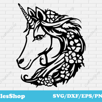 Unicorn svg file, unicorn with flowers svg cut files, Unicorn Silhouette, Png for Shirts, Cut files for Cricut, Unicorn Free SVG Files, unicorn head svg free,  unicorn svg, birthday, cute unicorn svg, unicorn svg free download