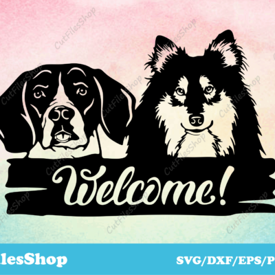 Welcome dogs svg, Welcome Signs Dxf Files, Download Welcome designs