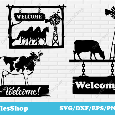 animals welcome dxf files, Welcome farm scene dxf, Farm animals scene dxf, sign welcome dxf files, Welcome farm dxf, welcome cnc files, welcome svg images, welcome cow dxf, welcome horse dxf