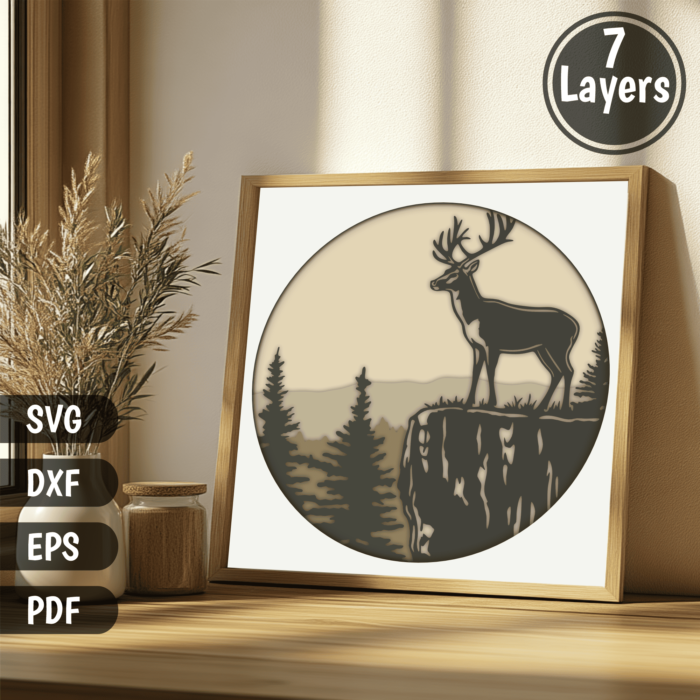 3D Whitetail Deer SVG, Layered Shadow Box Cut File for Cricut, Silhouette, CNC Dxf , Cut files Shop