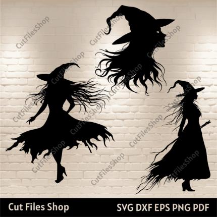 Halloween Witch SVG, Cutting Files for Cricut & Silhouette, DXF for CNC Laser & Plasma, Sublimation T-Shirt Design