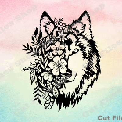 Wolf cut files, flowers svg file, animal svg, for cricut, svg file - Cut files shop