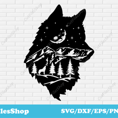 Wolf svg cut files for cricut, svg wildlife, nature art dxf, dxf files for laser engraving, animals art dxf, dxf for plasma, dxf for cnc, cnc files, wolf dxf file, wolf svg files