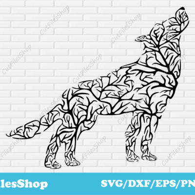 Wolf Dxf file, Animals Art SVG Cutting Files for Cricut & CNC – Wild Animals DXF Design