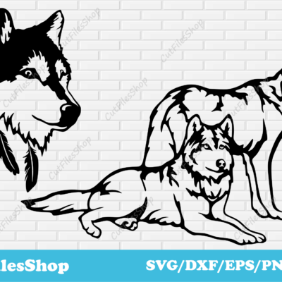 Wolf dxf files, wolf for cricut,  Scan N Cut Files, wolf silhouette, CNC dxf files, wolf cricut, wolf svg files, animals dxf files