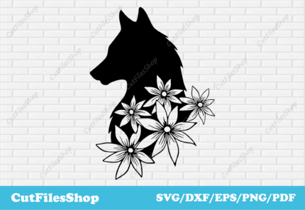 Wolf with Flowers SVG for Cricut, DXF for Laser & CNC Plasma Cutting
