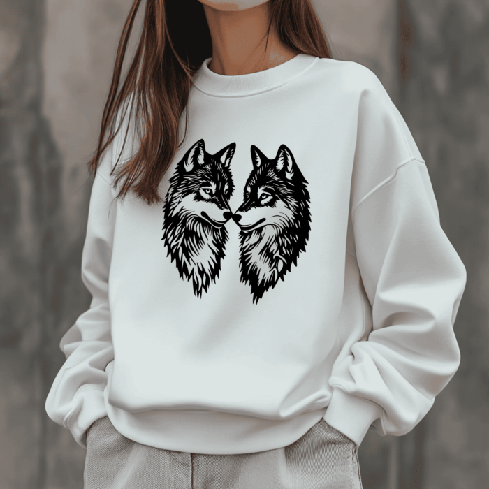 Wolves SVG for Cricut and CNC, DXF Silhouette Wolf Files, Sublimation Sweatshirt Idea, Cut files