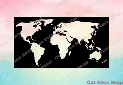 World Map Vector SVG for silhouette, t-shirt, CNC & Cricut