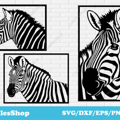 Panel zebra dxf, wild animals panel for laser cut, wall decor dxf, animals decor for plasma cutting, decor dxf, wall art laser cut dxf, zebra dxf, cutting decor