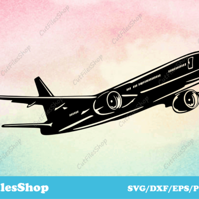 Airplane cut file, svg for silhouette, travel svg, wall decor svg, dxf for laser - Cut Files Shop