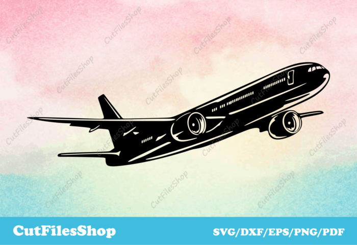 Airplane cut file, svg for silhouette, travel svg, wall decor svg, dxf for laser - Cut Files Shop