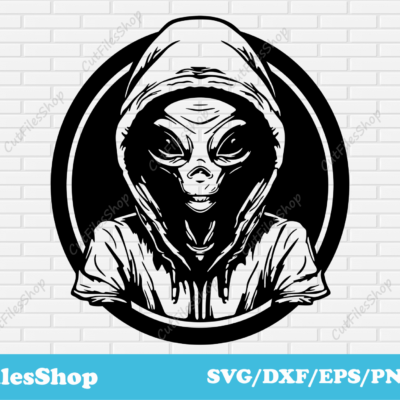 Alien svg file, alien cut files for cricut, alien for sublimation, art for t - shirt design, stencils dxf for laser cut - Cut Files Shop