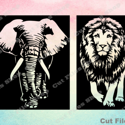 Animals cut file, Elephant svg, lion svg, dxf for cnc, instant download svg - Cut Files Shop