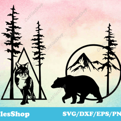 Animals for laser cutting, bear dxf file, fox dxf file, CNC files, SVG for cricut - Cut Files Shop