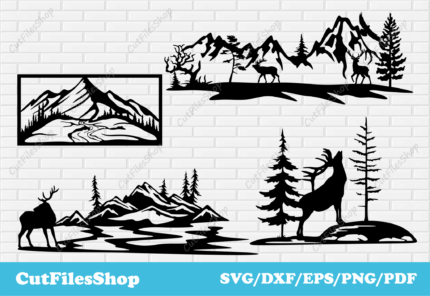 Animals scene dxf, wildlife scene dxf, cnc files for metal cutting, nature svg images - Cut Files Shop