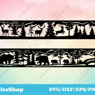 Animals scenes dxf files for plasma cutting, files for cnc laser, nature scenes for cutting - Cut Files Shop