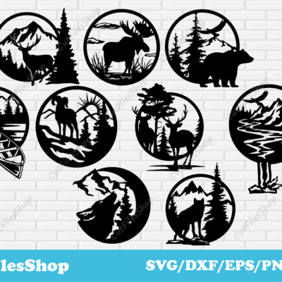 Animals scenes DXF for laser cutting, Svg for cricut, Plasma cnc cutting files, Craft machine files - Cut Files Shop