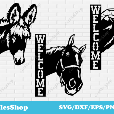 Animals welcome sign dxf for laser cutting, DXF for metal cutting, Farm decor making, CNC plasma cut files - Cut Files Shop