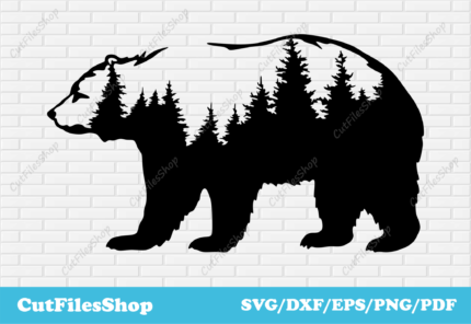 Bear dxf cut files, bear forest svg, bear art dxf, Cutting CNC files, Svg for Cricut - Cut Files Shop