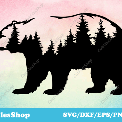 Bear dxf cut files, bear forest svg, bear art dxf, Cutting CNC files, Svg for Cricut - Cut Files Shop