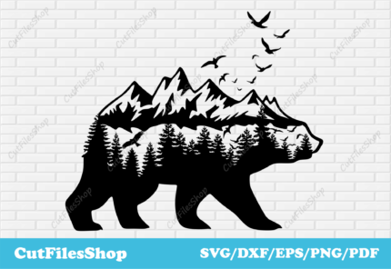 Bear dxf files, bear nature dxf, cnc files, cutting files images, dxf files for cnc plasma cutter - Cut Files Shop