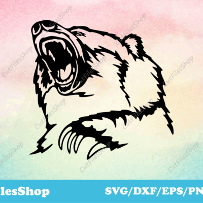 Bear for laser cutting, Wild animals for Cricut, Silhouette Cameo Files, DXF Art - Cut Files Shop