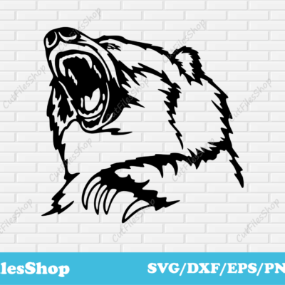 Bear for laser cutting, Wild animals for Cricut, Silhouette Cameo Files, DXF Art - Cut Files Shop