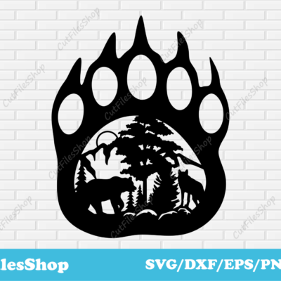 Bear paw svg cut files for cricut, DXF for laser cutting, Card making svg, CNC plasma cutting - Cut Files Shop