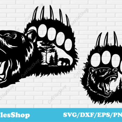 Bear paws dxf svg cut files, Svg for cricut, Dxf for laser, designs for shirts, dxf for cnc plasma - Cut Files Shop