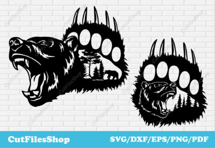 Bear paws dxf svg cut files, Svg for cricut, Dxf for laser, designs for shirts, dxf for cnc plasma - Cut Files Shop