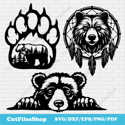 Bears Dxf for Laser and Plasma Cutting, Bear Svg for Cricut / Silhouette, Sublimation Designs, Vinyl Cutting, T - shirt Design - Cut Files Shop