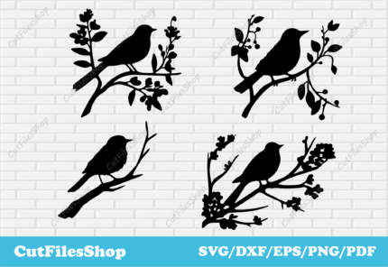 Birds on branches dxf for plasma cut, cnc cutting files for wall decor, Dxf for laser cut, svg for cricut - Cut Files Shop