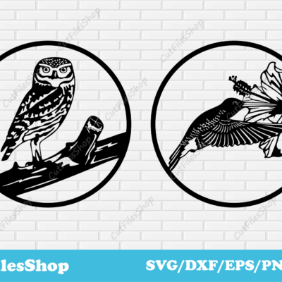 Birds svg cut files, Hummingbird svg, Owl svg, birds scenes svg, dxf files for cutting - Cut Files Shop