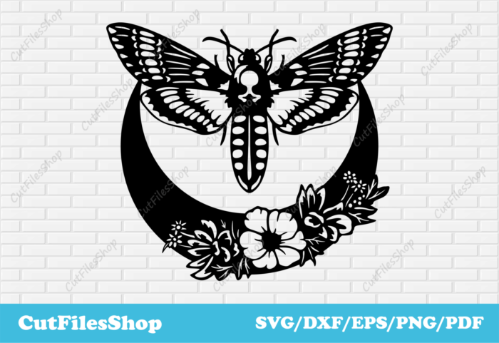 Butterfly with flowers svg for cricut, DXF for laser cutting, wall decor making, Stickers svg - Cut Files Shop