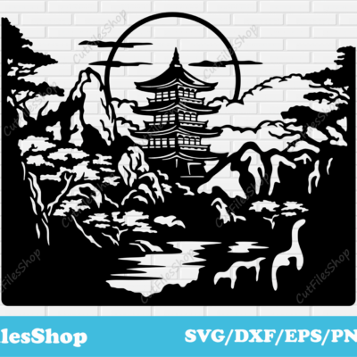 China scenery svg dxf files for cutting, nature of Chine png, scrapbook svg, Dxf for Laser and Plasma cut - Cut Files Shop