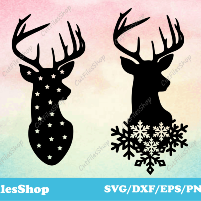 Christmas deer vector, deer illustration, DXF decor for laser, svg for cricut - Cut Files Shop