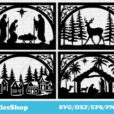 Christmas panels dxf for laser cutting, Christmas decor svg for Cricut, Silhouette Christmas - Cut Files Shop