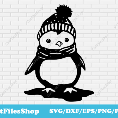 Christmas penguin svg for cricut, Svg files for Scrapbooking, Christmas cutting files, Christmas cute animals svg - Cut Files Shop