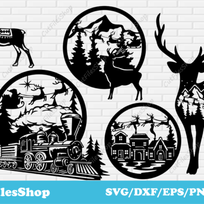 Christmas scenes dxf for laser cutting, Svg Christmas for cricut, Crafting machine files - Cut Files Shop